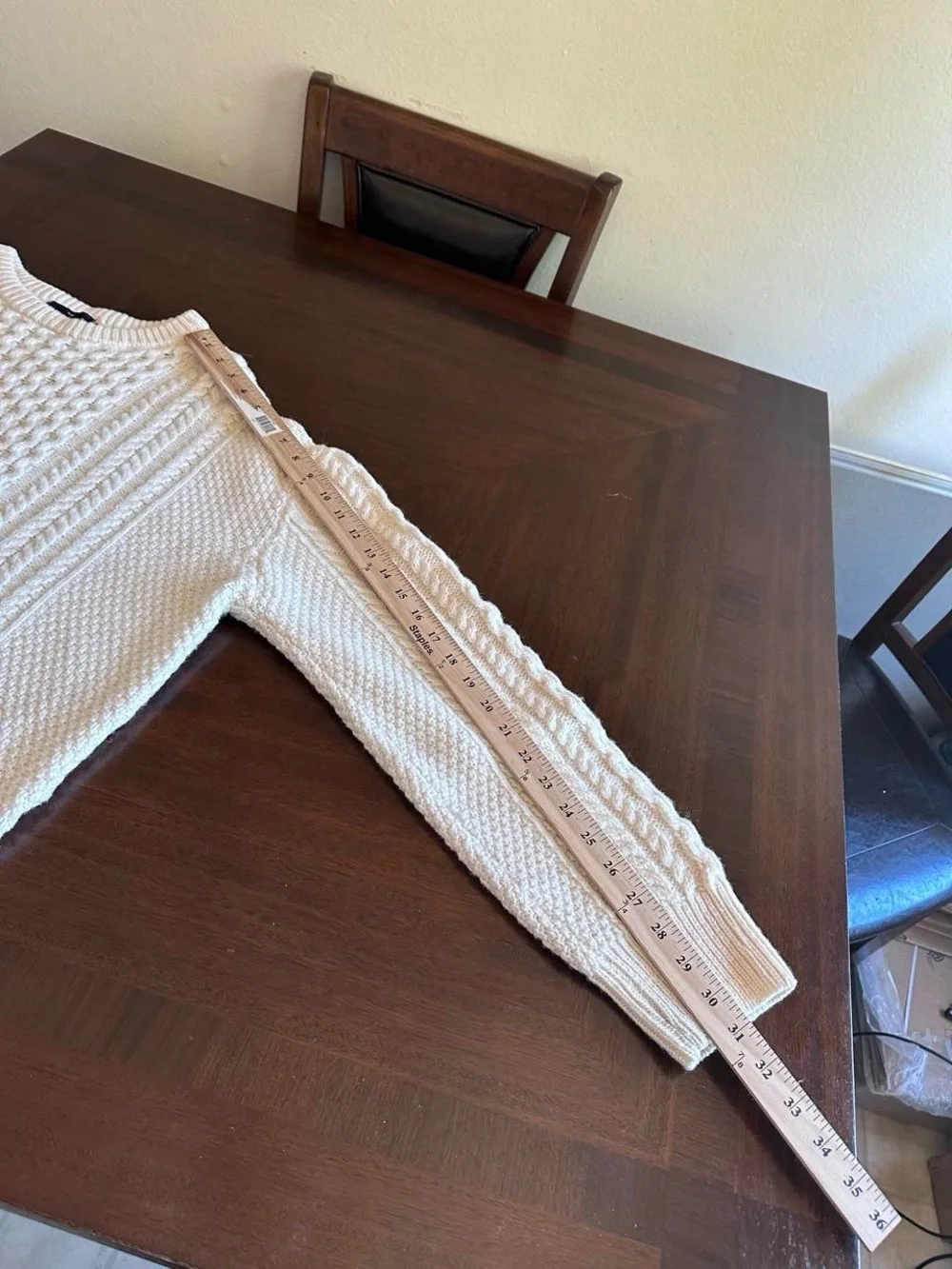 The Irish Store Aran Merino Wool Cable Knit Sweater Cream Men’s XL